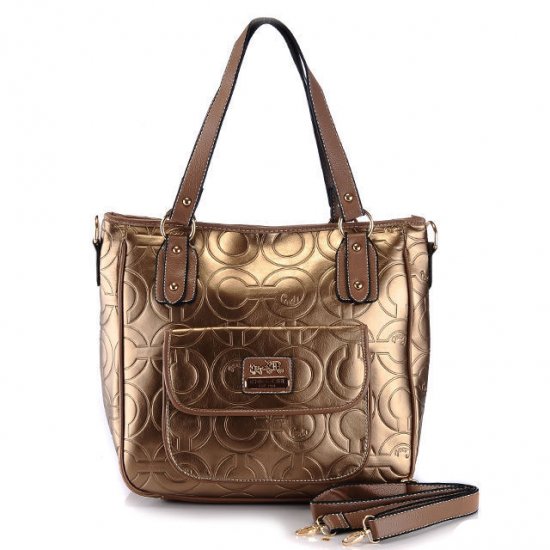 Coach In Printed Signature Small Gold Totes BBO | Coach Outlet Canada